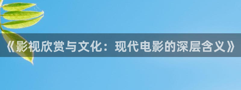 琪琪爱看影院：《影视欣赏与文化：现代电影的深层含义》